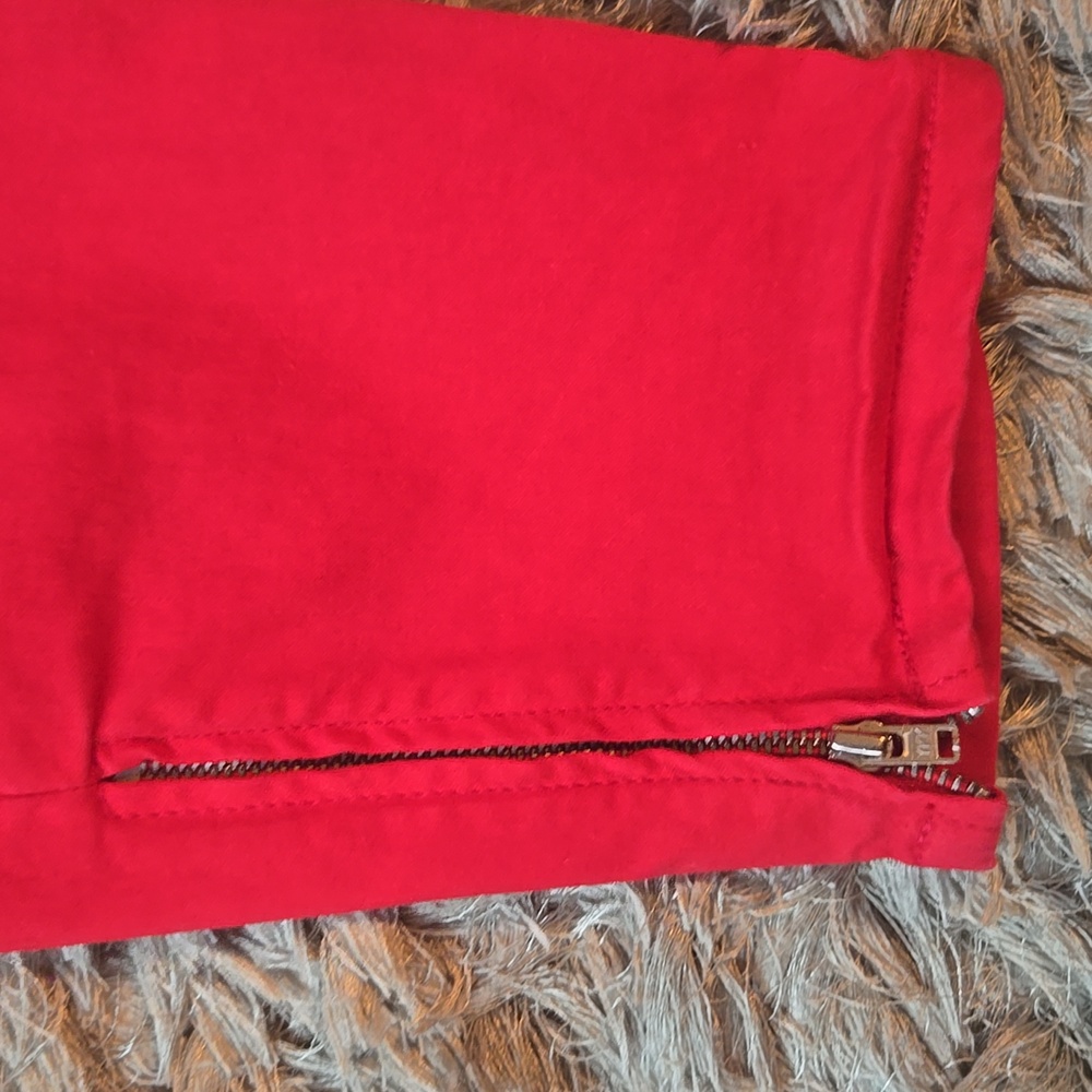 Calvin Klein Red Pants with Zipper Detail - Picture 2 of 16